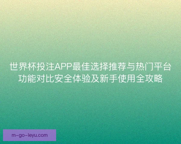 世界杯投注APP最佳选择推荐与热门平台功能对比安全体验及新手使用全攻略