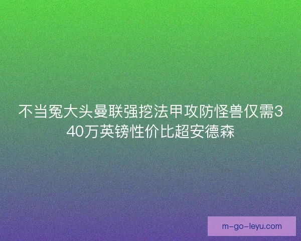 不当冤大头曼联强挖法甲攻防怪兽仅需340万英镑性价比超安德森